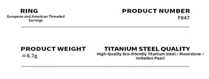 Detail specifications of vintage thread earrings with moonstone and faux pearls in titanium steel