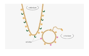 Tabella taglie dettagliata per set gioielli stella e luna con misure collana e bracciale