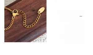 Macro detail of stainless steel lobster clasp and adjustable extension chain on gold necklace