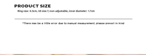 Tabella taglie anello placcato oro che mostra misura US 7, larghezza 0.5cm e diametro 1.7cm