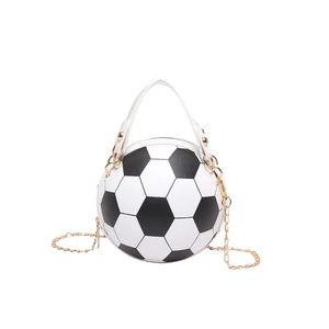 Sac bandoulière créatif en forme de ballon de football en cuir PU noir et blanc avec chaîne