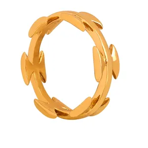 Anello a Fiocco in Filo Spinato Punk Anello in Acciaio al Titanio con Spine Geometrico per Donna Gioielli Gotici Oro Argento