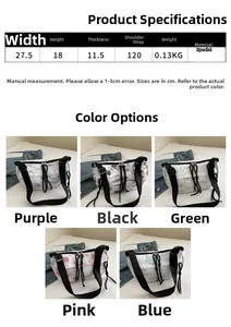 Detailed size specifications for tie-dye nylon crossbody bag with dimensions and five colors