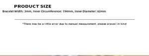Guide des tailles pour bracelet doré double couche avec diamètre de 62 mm et largeur 3 mm