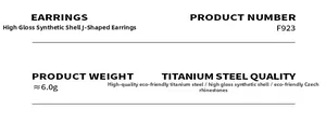Detailed specs of J-shaped pearl earrings made of titanium steel with Czech crystals