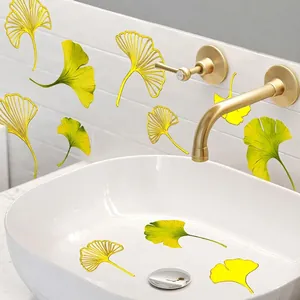 Ginkgo leaf wall stickers with gold accents for home decor in various colors