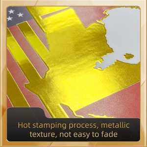 Macro detail of hot stamping gold map wall sticker with premium metallic texture