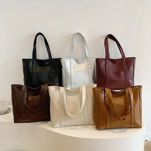 Fashionable large capacity PU leather tote bag available in six stylish colors for women
