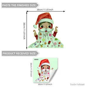Sticker mural de gnome de Noël vert lumineux pour déco festive de 30x30cm