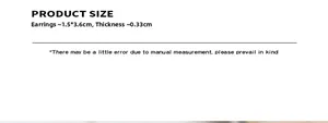 Detailed size chart showing 1.5x3.6cm dimensions for star-shaped geometric earrings