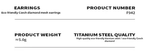 Detail specifications of grid pattern titanium steel earrings with Czech crystals