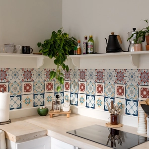 Retro French Style Geometric Pattern Tile Stickers Waterproof PVC Self Adhesive Wall Decals For Kitchen Bathroom Home Decor