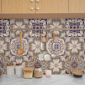 Vintage Moroccan style waterproof tile stickers for kitchen backsplash decoration