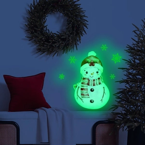 Luminous Glow In Dark Christmas Wall Stickers Snowman Snowflake PVC Fluorescent Decals For Home Bedroom Window Holiday Decoration