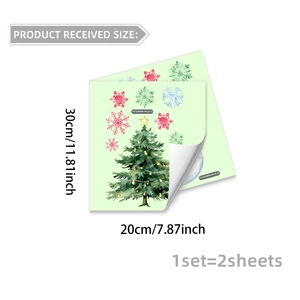 Detailed view of two Christmas tree wall stickers with dimensions 30x20cm for holiday decor