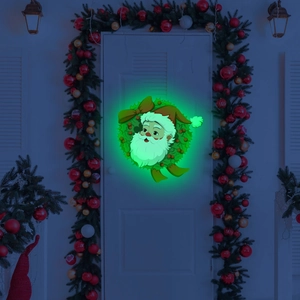 Luminous Christmas Wall Stickers Santa Claus Gift Box Glow In The Dark PVC Self Adhesive Holiday Home Decor DIY Decal