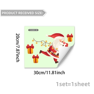Detailed sheet size for luminous Santa Claus and gift box Christmas wall decal