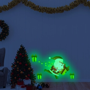 Luminous Santa Claus and gift box wall stickers with glowing green fluorescent effect