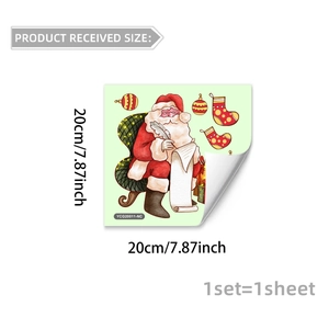 Luminous Santa Claus Christmas wall sticker 20x20cm for holiday home decoration