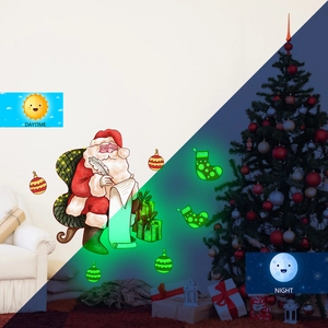 Luminous Christmas Santa wall stickers with glowing daytime and night view display