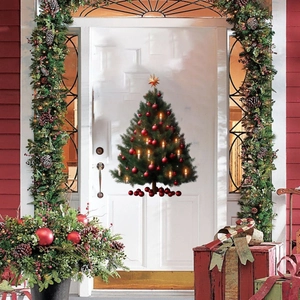 Christmas Tree Window Stickers Double Sided Visible Self Adhesive PVC Decals For Glass Door Holiday Party Home Decor