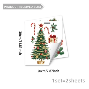 Detail of 2-sheet Christmas wall sticker set with tree and gift motifs in 30x20cm size