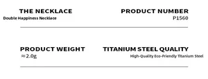 Detailed view of specifications for titanium steel double-sided Fu pendant necklace
