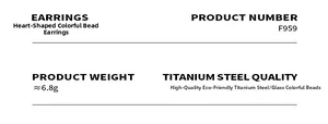 Detailed technical specifications for heart-shaped colorful bead titanium steel earrings