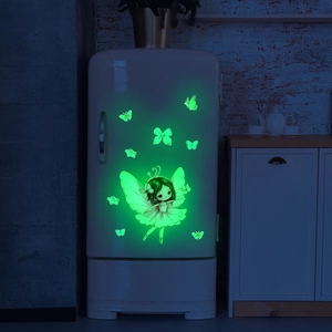 Glow in the dark fairy and butterflies wall stickers with green luminous effect