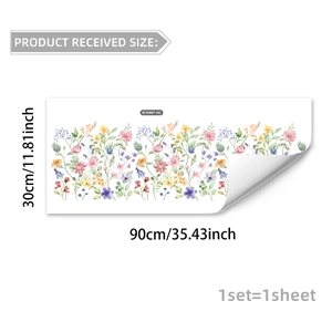 Détail de la planche de stickers muraux fleurs aquarelle taille 30x90cm décoration