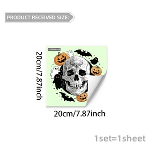 Sticker mural Halloween lumineux avec crâne et citrouilles pour décoration intérieure