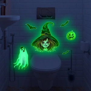 Halloween Glow In The Dark Wall Stickers PVC Luminous Ghost Pumpkin Castle Zombie Face Decals For Holiday Home Decoration