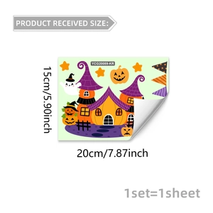 Luminous Halloween wall stickers set with pumpkin ghosts and castle for room decor