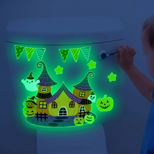 Luminous Halloween wall stickers set with ghost pumpkin castle and stars for room decoration