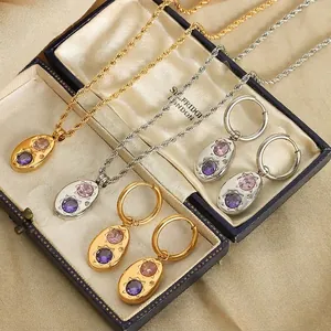 Parure bijoux rétro avec pendentif zircon étoile et collier chaîne torsadée élégant