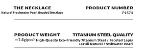 Detail specifications of lapis lazuli and freshwater pearl titanium steel necklace