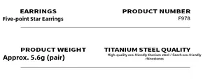 Detail specifications of star earrings made of titanium steel and Czech crystals