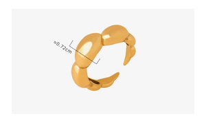 Macro detail of gold-plated 18k beaded ring surface showing 0.72cm width measurement
