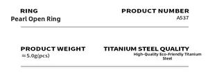 Detailed specifications for titanium steel open ring with bead design and 5g weight info