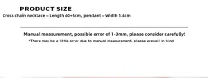 Detailed size specifications for the stainless steel pendant necklace with 40+5cm chain length