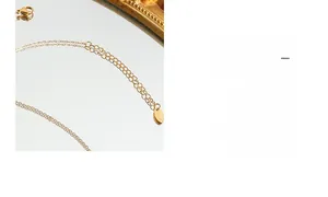 Detailed close-up of gold plated titanium steel chain with adjustable extender and tag