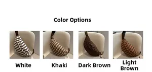 Detailed grid view showing four colors of striped canvas crossbody chest bags