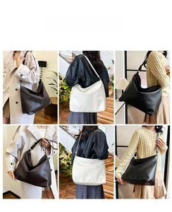 Detail view of large capacity tote bag with fashion letter embossing in three colors