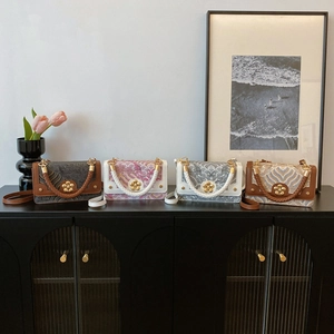 Ethnic style vintage crossbody bags with floral prints and metal flower clasps