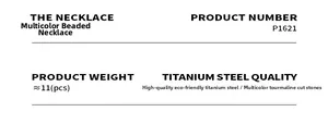 Detail specifications of multi-color tourmaline beaded necklace in titanium steel