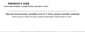 Tableau des tailles montrant la chaîne de 40+5cm et le pendentif de 0.4cm du collier