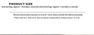 Size chart for oval and round double-layer earrings with precise dimensions