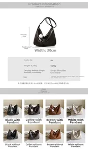 Detailed size specifications and color options for the urban PU leather crossbody bag
