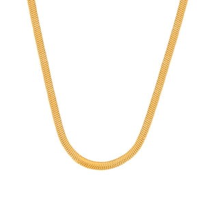 Collar minimalista de cadena de serpiente plana chapado en oro para mujer con brillo metálico