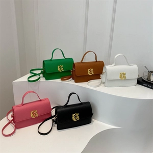 Chic retro French small square handbags in five colors with gold G-logo and shoulder straps